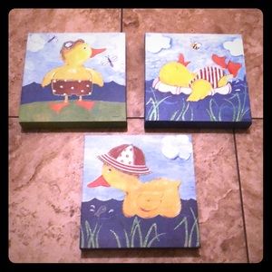 Canvas Duck Prints -set of 3 - 9”x9”x1.5”